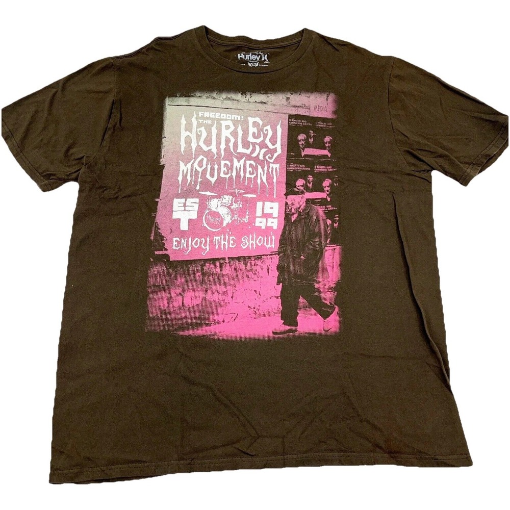 Hurley Shirt Men XL Brown Tee Skate Surf Retro Y2K Movement Enjoy‎ Show Adult